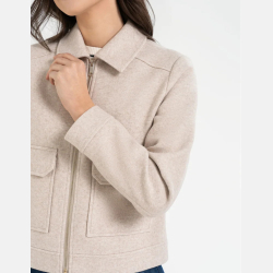 Damska KURTKA BOMBERKA przejściowa BEŻOWA z kołnierzem MORAJ